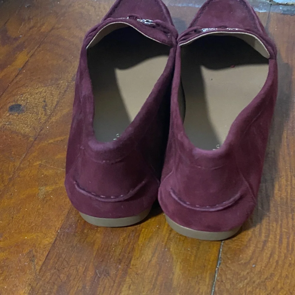 Kate Spade Deep Red Suede Loafers - Picture 5 of 9